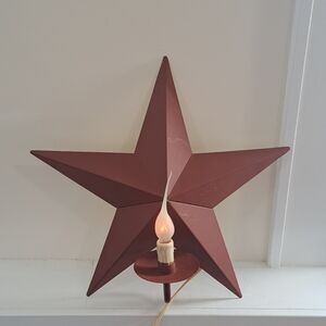 Vintage 90s Americana Rustic Star Wall Sconce With Flickering Light.